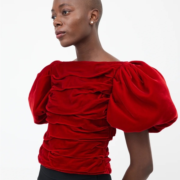 Pre-owned Khaite red velvet Kai top - Picture 3 of 4